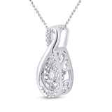 10kt White Gold Womens Round Diamond Moving Twinkle Teardrop Pendant 1/20 Cttw