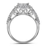 14kt White Gold Princess Diamond Bridal Wedding Ring Band Set 1-1/2 Cttw