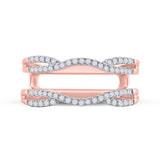 14kt Rose Gold Womens Round Diamond Wrap Enhancer Wedding Band 1/3 Cttw