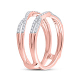 14kt Rose Gold Womens Round Diamond Wrap Enhancer Wedding Band 1/3 Cttw