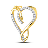 10kt Yellow Gold Womens Round Diamond Heart Pendant 1/8 Cttw