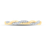 10kt Yellow Gold Womens Round Diamond Twist Stackable Band Ring 1/12 Cttw
