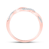 10kt Rose Gold Womens Round Diamond Twist Stackable Band Ring 1/12 Cttw