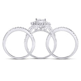 14kt White Gold Princess Diamond Bridal Wedding Ring Band Set 2-1/2 Cttw