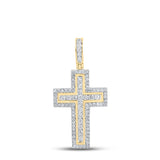 10kt Yellow Gold Womens Round Diamond Cross Pendant 1 Cttw