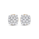 10kt Yellow Gold Round Diamond Cluster Earrings 1/5 Cttw