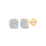 10kt Yellow Gold Round Diamond Cluster Earrings 1/5 Cttw
