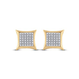10kt Yellow Gold Round Diamond Kite Square Earrings 1/5 Cttw