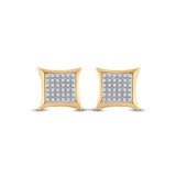 10kt Yellow Gold Round Diamond Kite Square Earrings 1/5 Cttw