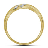 10kt Yellow Gold Mens Round Diamond Wedding Double Row Band Ring 1/4 Cttw
