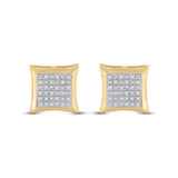10kt Yellow Gold Round Diamond Kite Square Earrings 1/12 Cttw