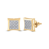 10kt Yellow Gold Round Diamond Kite Square Earrings 1/12 Cttw