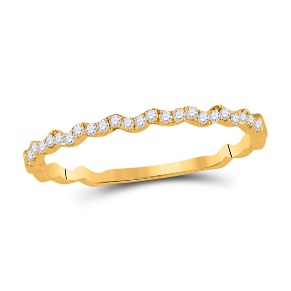 10kt Yellow Gold Womens Round Diamond Stackable Band Ring 1/8 Cttw
