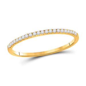 10kt Yellow Gold Womens Round Diamond Stackable Band Ring 1/8 Cttw