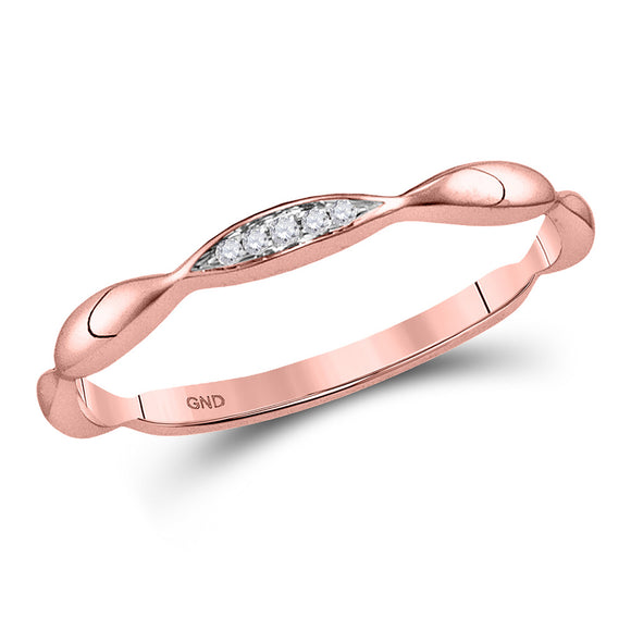 10kt Rose Gold Womens Round Diamond Contour Stackable Band Ring .02 Cttw