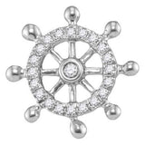 10kt White Gold Womens Round Diamond Anchor Wheel Stud Earrings 1/10 Cttw