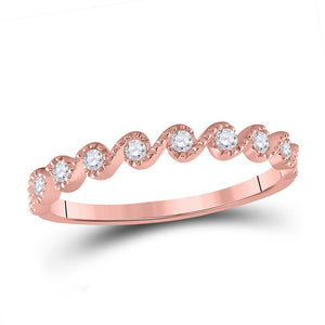 10kt Rose Gold Womens Round Diamond Stackable Band Ring 1/6 Cttw