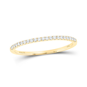 14kt Yellow Gold Womens Round Diamond Stackable Band Ring 1/8 Cttw