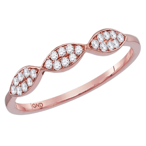 14kt Rose Gold Womens Round Diamond Oval Stackable Band Ring 1/8 Cttw