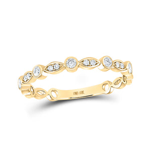 14kt Yellow Gold Womens Round Diamond Stackable Band Ring 1/6 Cttw