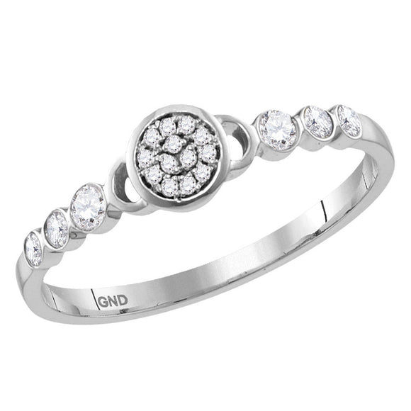 14kt White Gold Womens Round Diamond Cluster Stackable Band Ring 1/6 Cttw