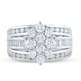 14kt White Gold Round Diamond Cluster Bridal Wedding Engagement Ring 2 Cttw