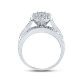 14kt White Gold Round Diamond Cluster Bridal Wedding Engagement Ring 2 Cttw