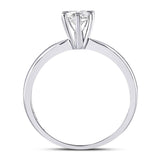 14kt White Gold Womens Round Diamond Solitaire Bridal Wedding Engagement Ring 1/2 Cttw