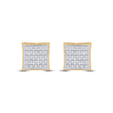 10kt Yellow Gold Round Diamond Kite Square Earrings 1/6 Cttw