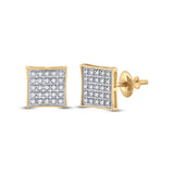 10kt Yellow Gold Round Diamond Kite Square Earrings 1/6 Cttw