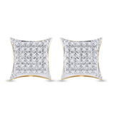 10kt Yellow Gold Round Diamond Kite Square Earrings 1/5 Cttw
