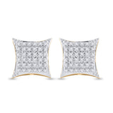 10kt Yellow Gold Round Diamond Kite Square Earrings 1/5 Cttw