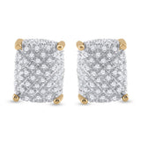 10kt Yellow Gold Round Diamond Cluster Earrings 1/3 Cttw