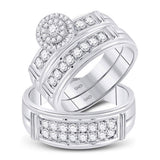 14kt White Gold His Hers Round Diamond Solitaire Matching Wedding Set 1 Cttw