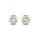 14kt Yellow Gold Womens Round Diamond Cluster Earrings 1/2 Cttw