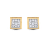 14kt Yellow Gold Round Diamond Square Earrings 1/3 Cttw