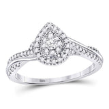14kt White Gold Round Diamond Teardrop Cluster Bridal Wedding Engagement Ring 1/4 Cttw