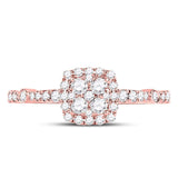 14kt Rose Gold Round Diamond Square Cluster Bridal Wedding Engagement Ring 1/2 Cttw