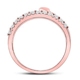 14kt Rose Gold Womens Round Diamond Fashion Heart Ring 3/8 Cttw