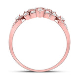 14kt Rose Gold Womens Round Diamond Square Cluster Ring 1/2 Cttw