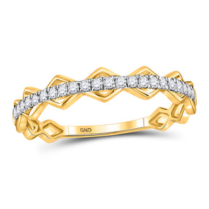 10kt Yellow Gold Womens Round Diamond Link Stackable Band Ring 1/5 Cttw
