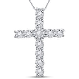 14kt White Gold Womens Round Diamond Cross Pendant 3/8 Cttw