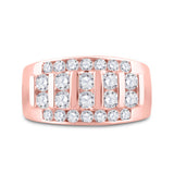 14kt Rose Gold Mens Round Diamond Wedding Channel Set Band Ring 2 Cttw
