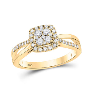 14kt Yellow Gold Womens Round Diamond Cluster Ring 1/2 Cttw