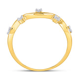10kt Yellow Gold Womens Round Diamond Wave Stackable Band Ring 1/8 Cttw