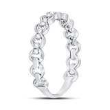 10kt White Gold Womens Round Diamond Link Stackable Band Ring 1/8 Cttw