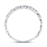 10kt White Gold Womens Round Diamond Link Stackable Band Ring 1/8 Cttw