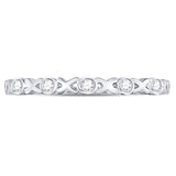 10kt White Gold Womens Round Diamond XOXO Love Stackable Band Ring 1/12 Cttw
