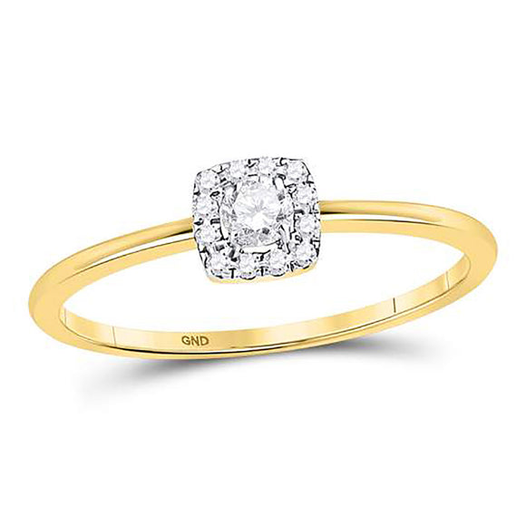 10kt Yellow Gold Womens Round Diamond Solitaire Stackable Band Ring 1/5 Cttw