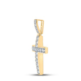 10kt Yellow Gold Mens Round Diamond Cross Charm Pendant 1 Cttw